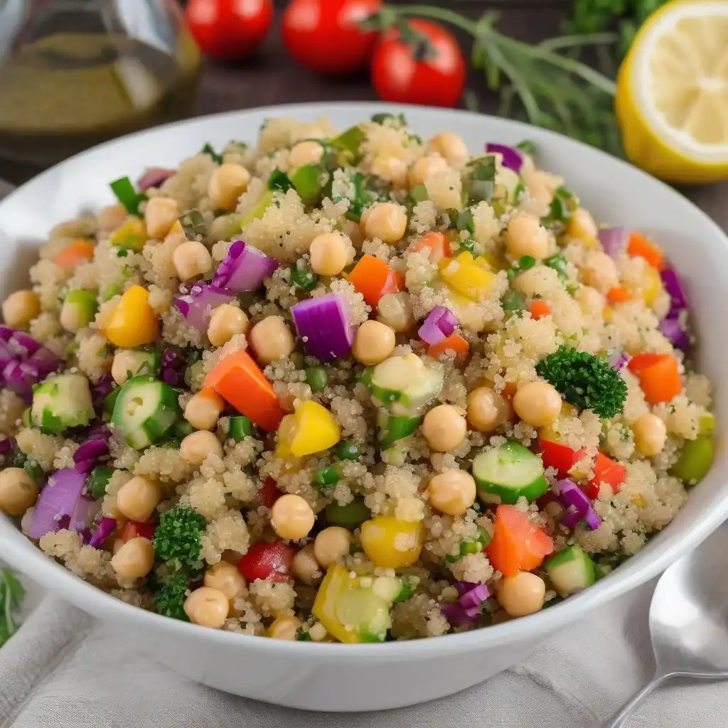 Colorful quinoa salad with fresh vegetables and herbs