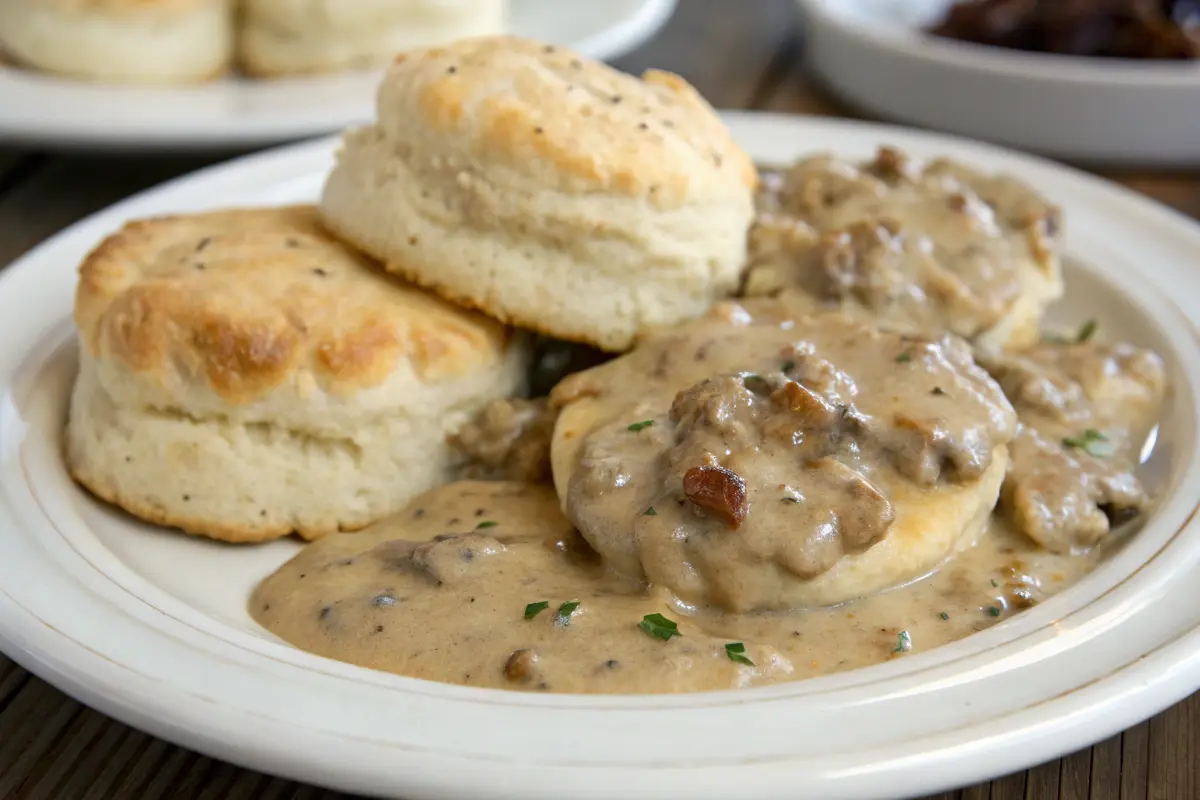 Delicious biscuits and gravy